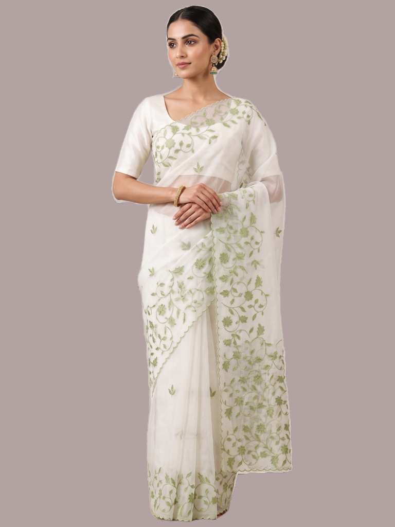 Appliqued Worked Soft Kota Saree