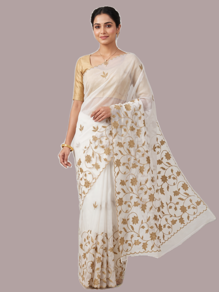 Appliqued Worked Kota Saree with Soft Texture